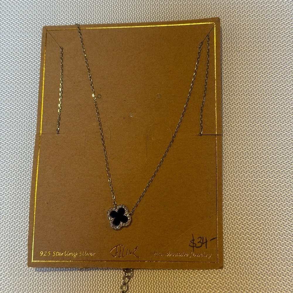 Silver Necklace with Black Cross Pendant - Picture 2 of 8